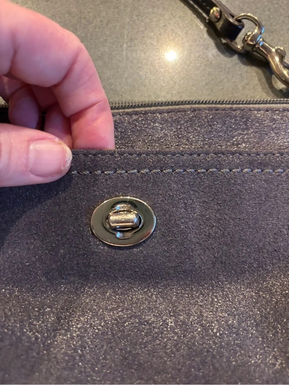 Coach Designer navy Black metallic Suede Wristlet htf